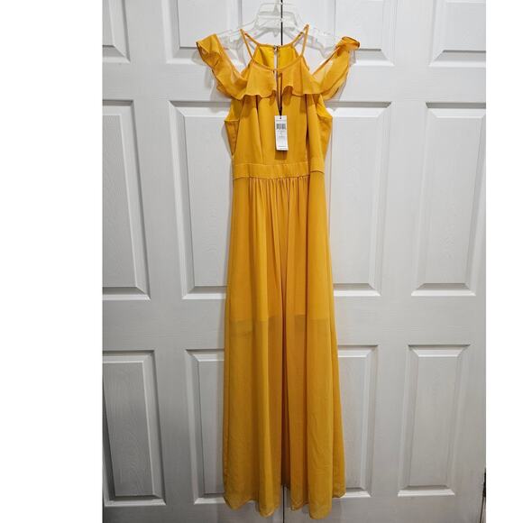 BCBGeneration Dress Size 2 Flowy Maxi Yellow New - Picture 1 of 4